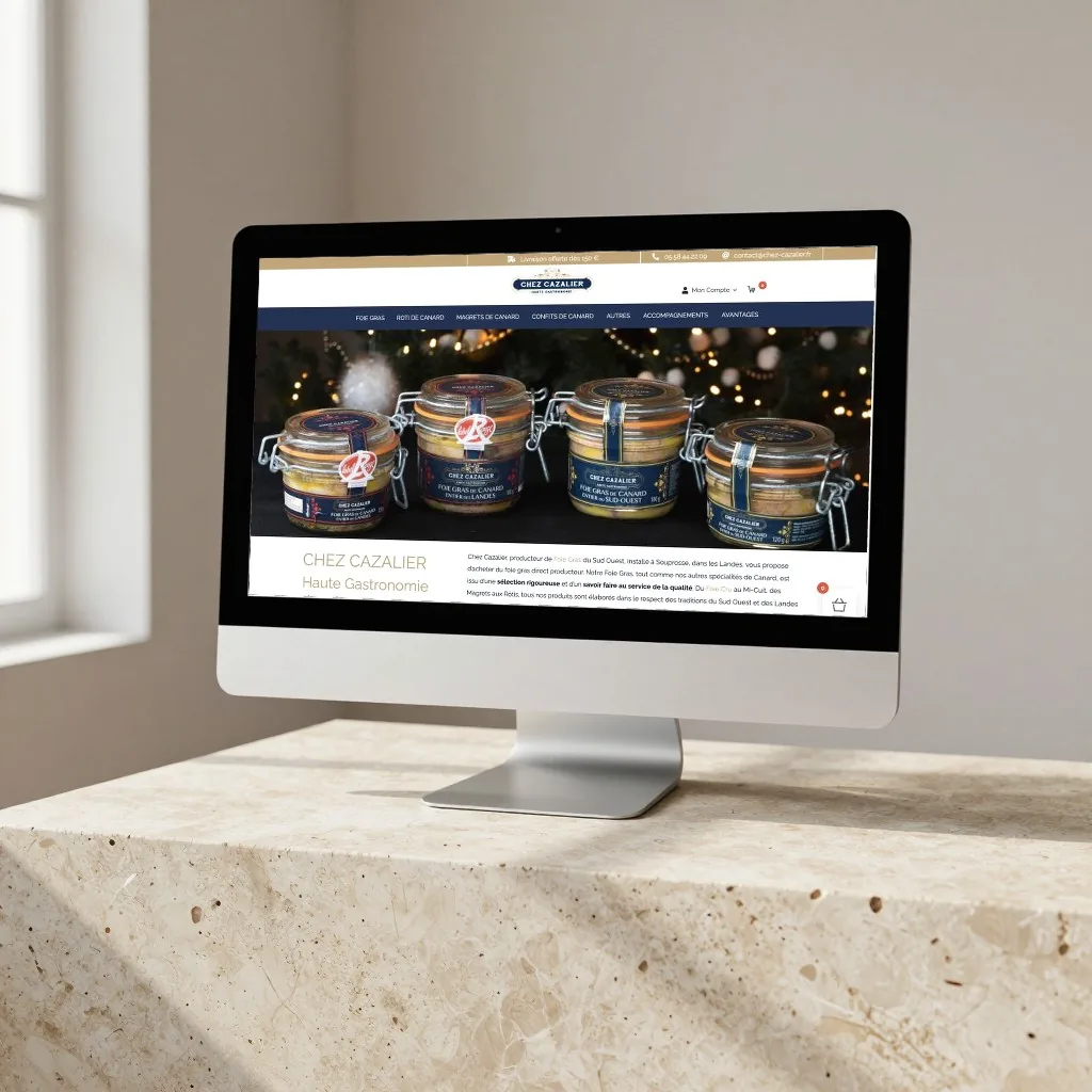 Vente de haute gastronomie, le site sur bureau
