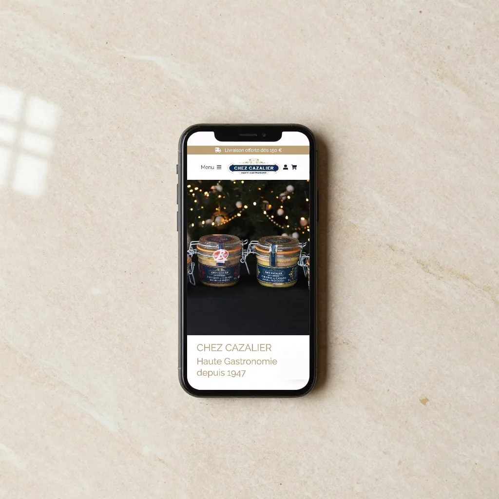Vente de haute gastronomie, le site sur mobile