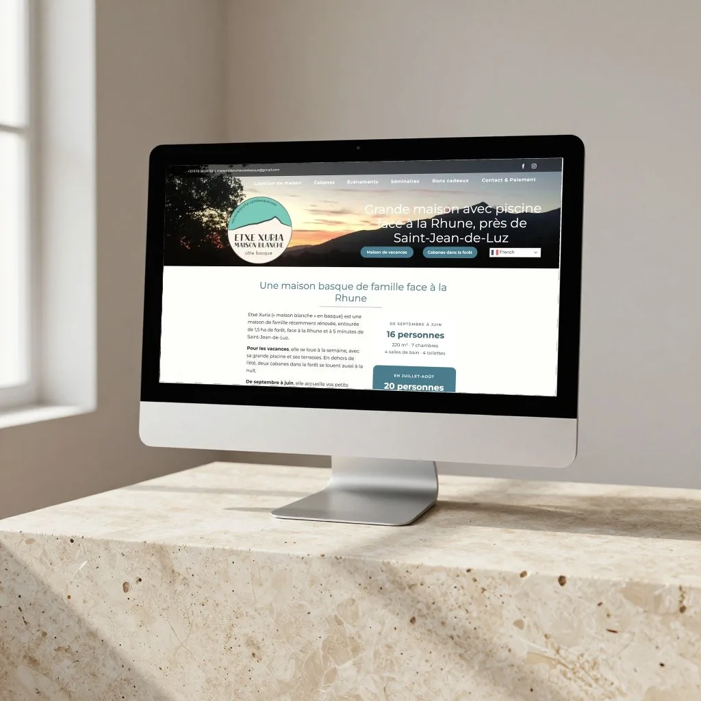 Villa à louer, le site sur bureau